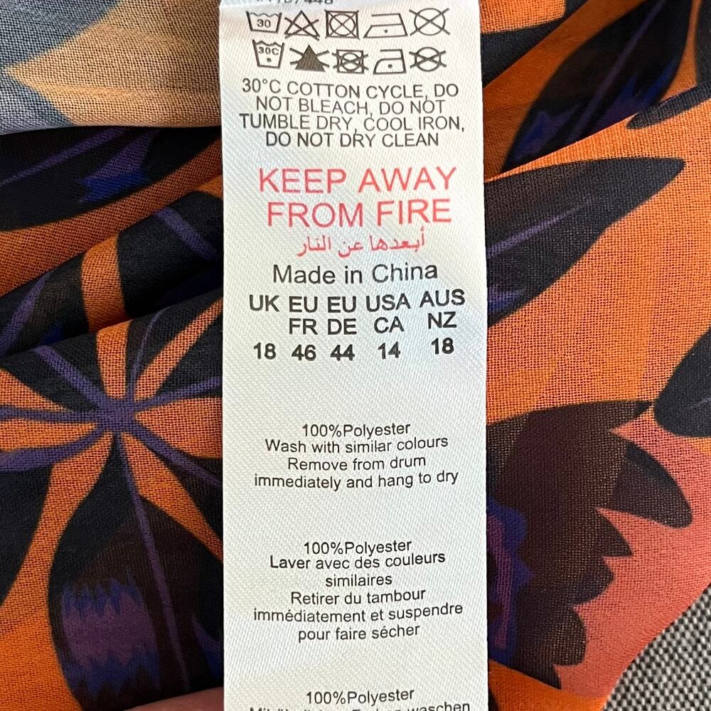 PrettyLittleThing Orange Tropical High Rise Sheer Flare Beach Pants 14  NWT - Picture 10 of 12